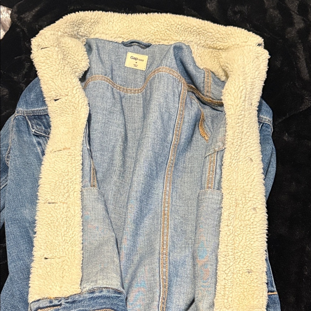 GAP Blue Denim Jacket with Sherpa Collar - Picture 4 of 4